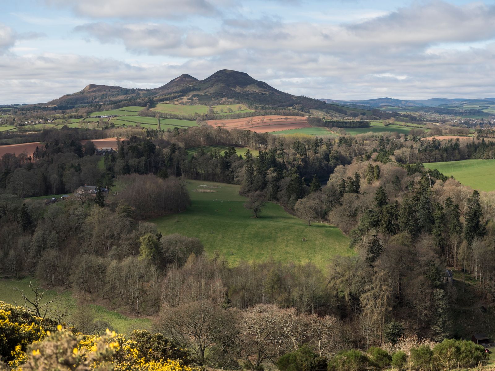 Green Scottish countryside and hills